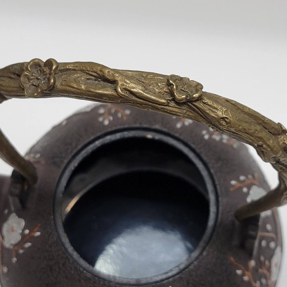 Japanese Cast Iron Kettle Teapot Tetsubin Plum and Bird Design No Lid or Infuser - Picture 3 of 6